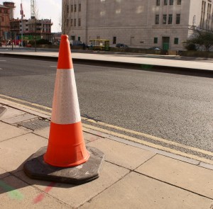 Orange construction cone